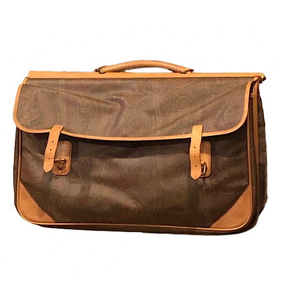 ETRO Milano Red Paisley Coated Canvas Vachetta  Double Sides Travel Bag 56cm - Picture 1 of 14